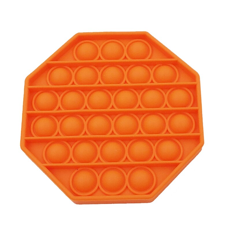 Push Pop Bubble Fidget Toy Push Pop Antistress Toys Round Fidget Sensory Juguete Silicone Stress Reliever Playing Board: Octagon Board-Orange