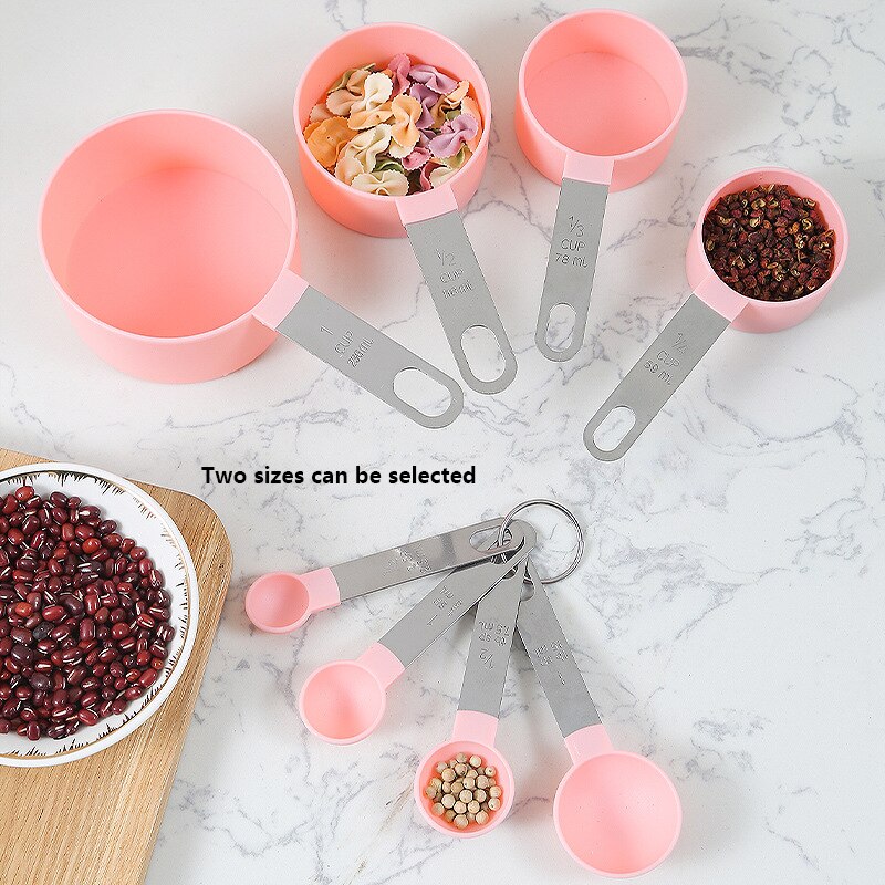 4Pcs/8Pcs Measuring Cup and Spoon Multipurpose Spoon Cup Measuring Tool Baking Accessories Stainless Steel Handle Kitchen Gadget