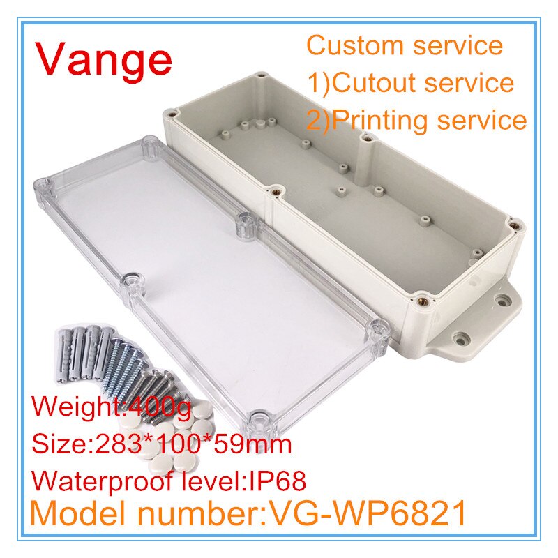 2pcs/lot wall-mounted IP68 waterproof project box 283*100*59mm ABS plastic shell enclosure for meter box chassis device