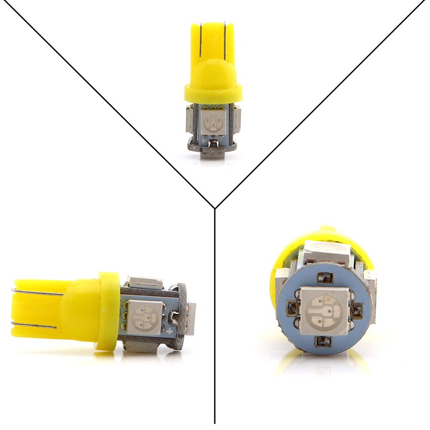 10 stk led bil  dc 12v lampada lys  t10 5050 5 smd super hvid 194 168 auto kilehøjde  w5w t10 led parkeringspære blå rød