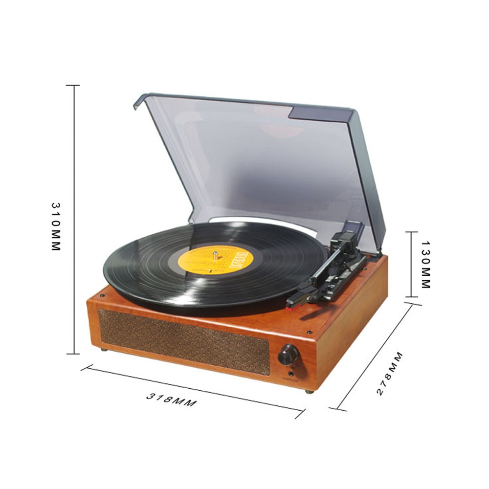 Bærbar grammofon vinylpladespiller vintage klassisk pladespiller fonograf med indbyggede stereohøjttalere