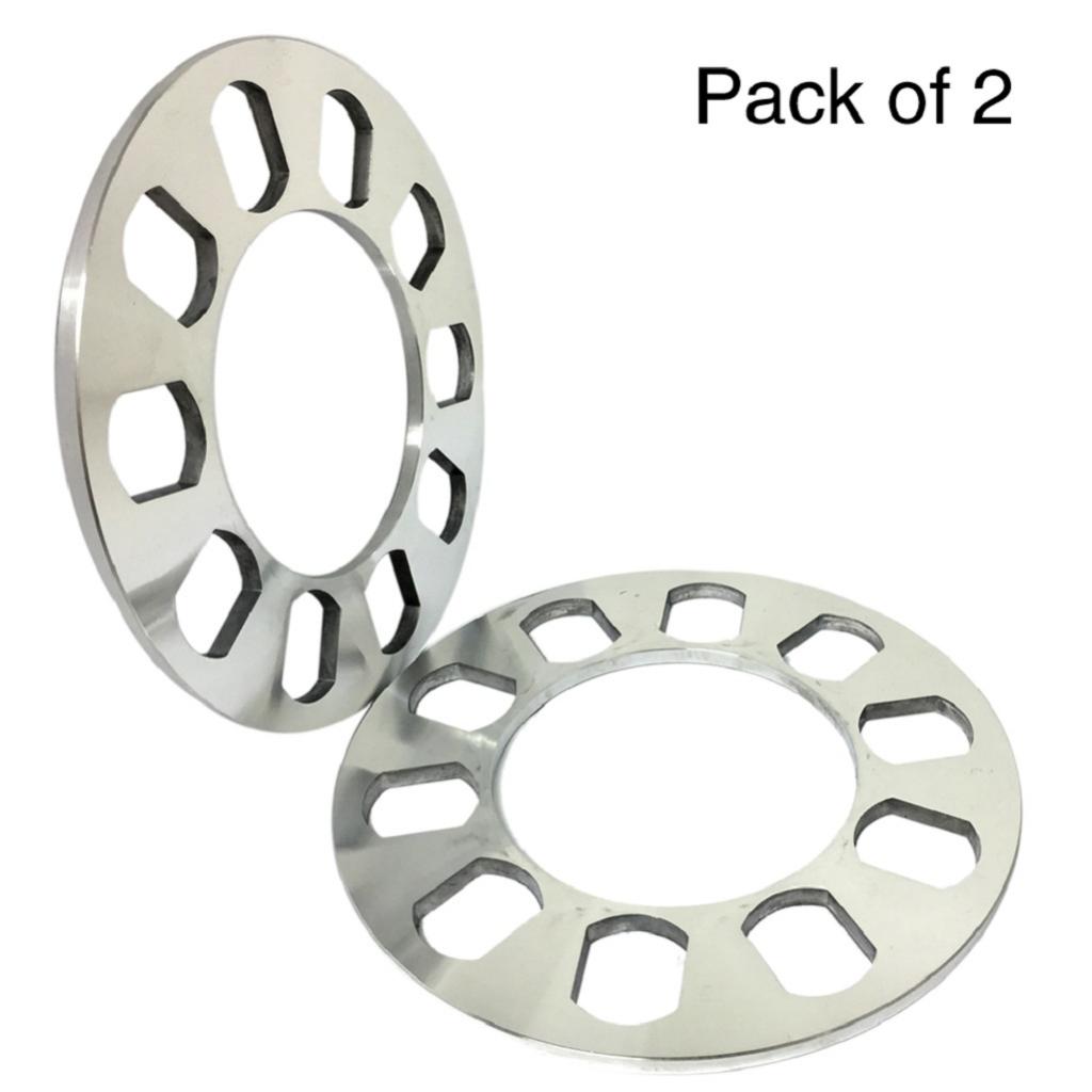 1 Pair 5mm 5 Lug Universal Wheel Spacers 5x114.3 5x120 5x120.7 5x127 Silver