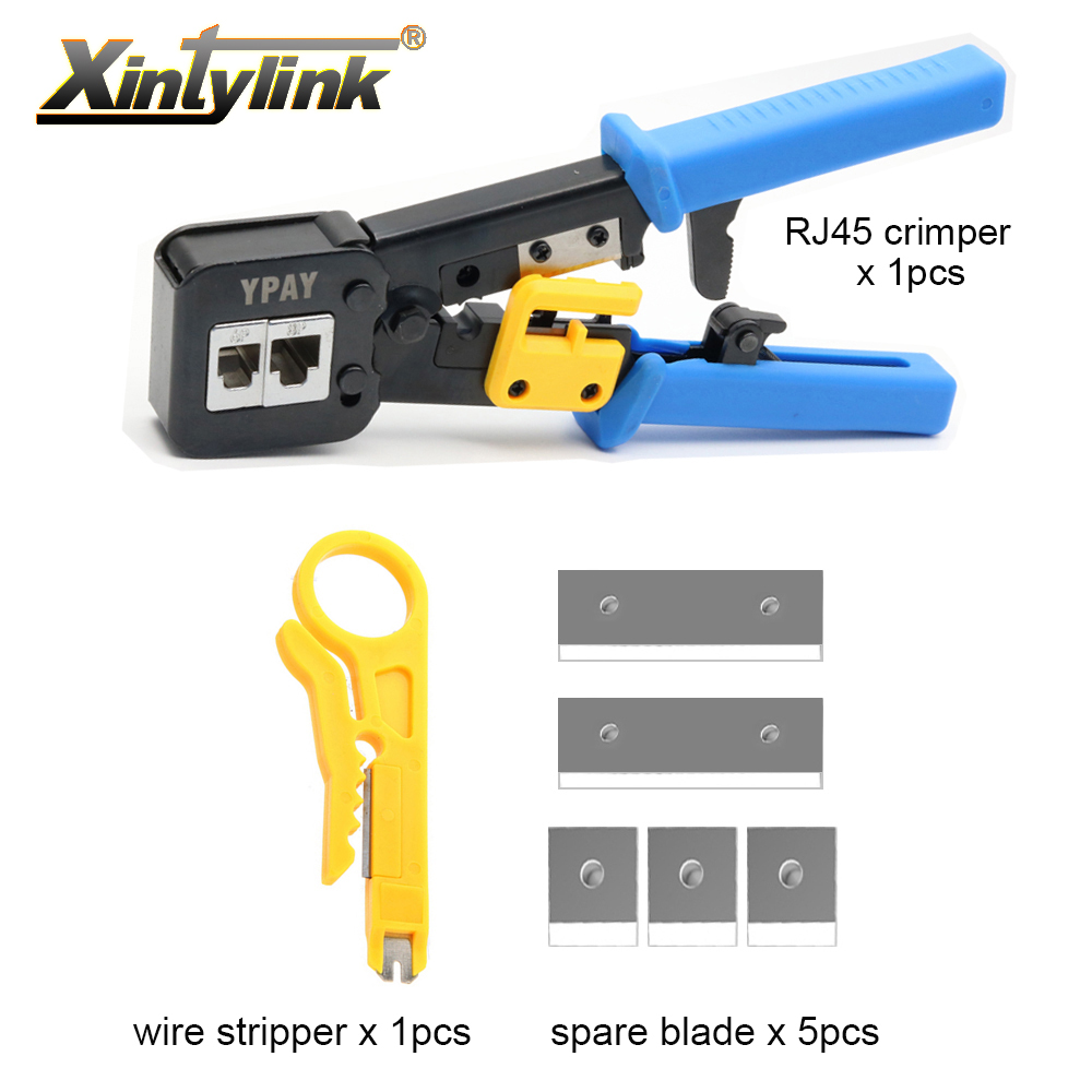 YPAY Rj45 Cable Crimping Tools Crimper Rg45 Ethernet Internet Network Pliers Rj12 CAT5 CAT6 Wire Stripper Clamp Multifunction
