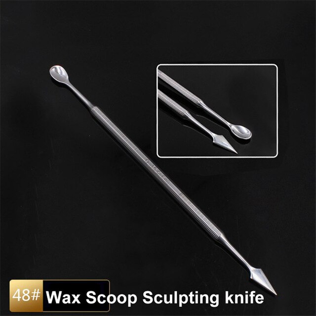 1pc dental spatel blandningskniv vax carver rostfritt stål dubbeländad komposit harts fyllning instrument vax skopa skulptering: Svart