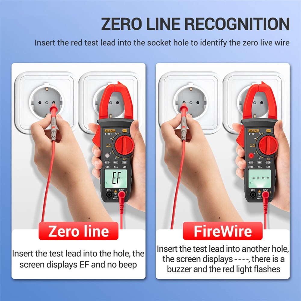 Digital Clip Meter DC/AC Current 4000 Counts Multimeter Ammeter Voltage Tester Car Ampere Hz Capacitance NCV Ohm Test