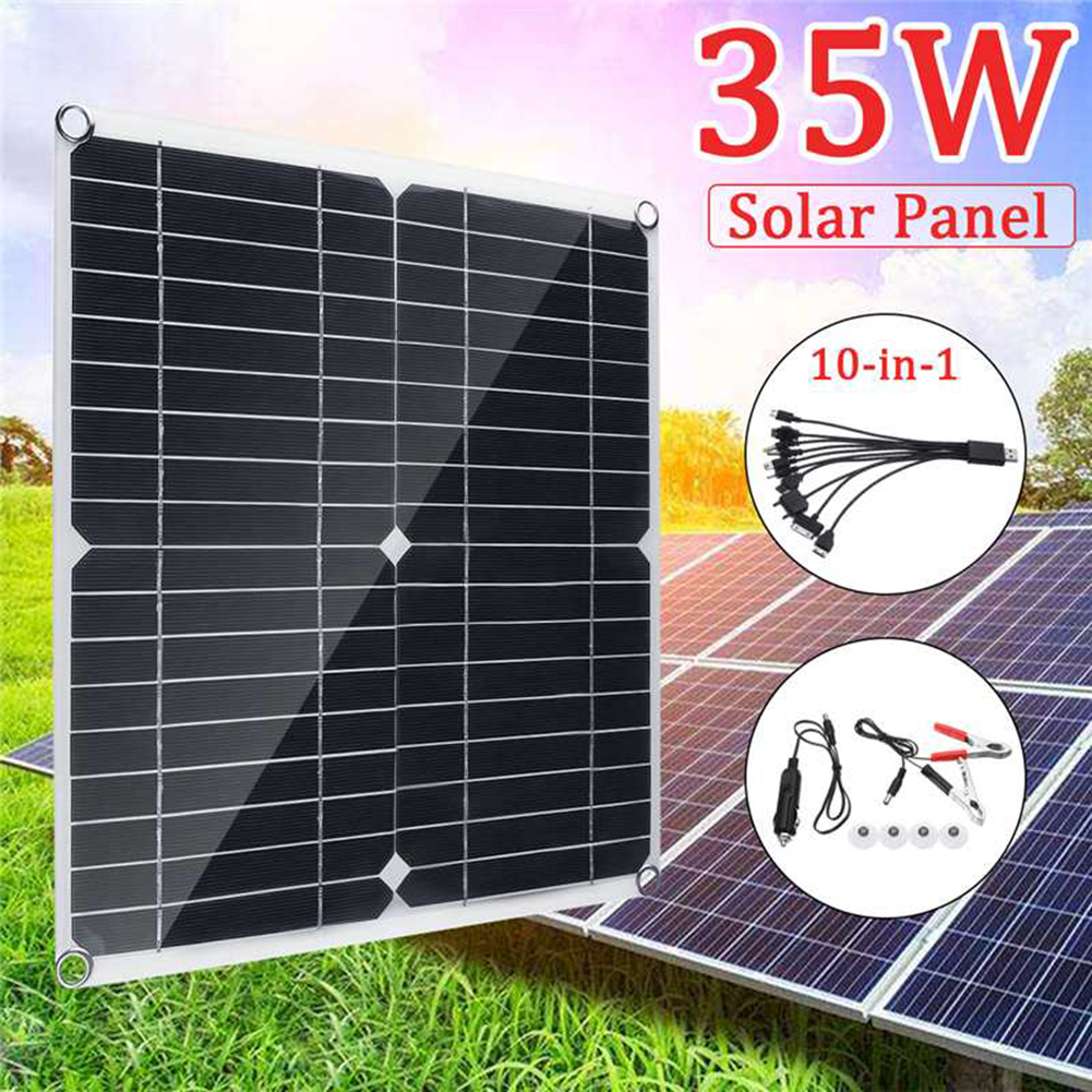 35w solpaneler 12v/5v 5 in1 dobbelte usb solcelle monokrystallinske med biloplader til udendørs camping nødlys