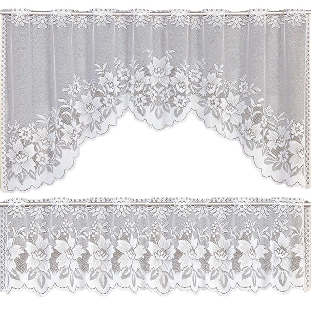 mode 2 STUKS Kant Koffie Cafe Venster Tier Gordijn Set Keuken Eetkamer Home Decor Lot 11.7: D