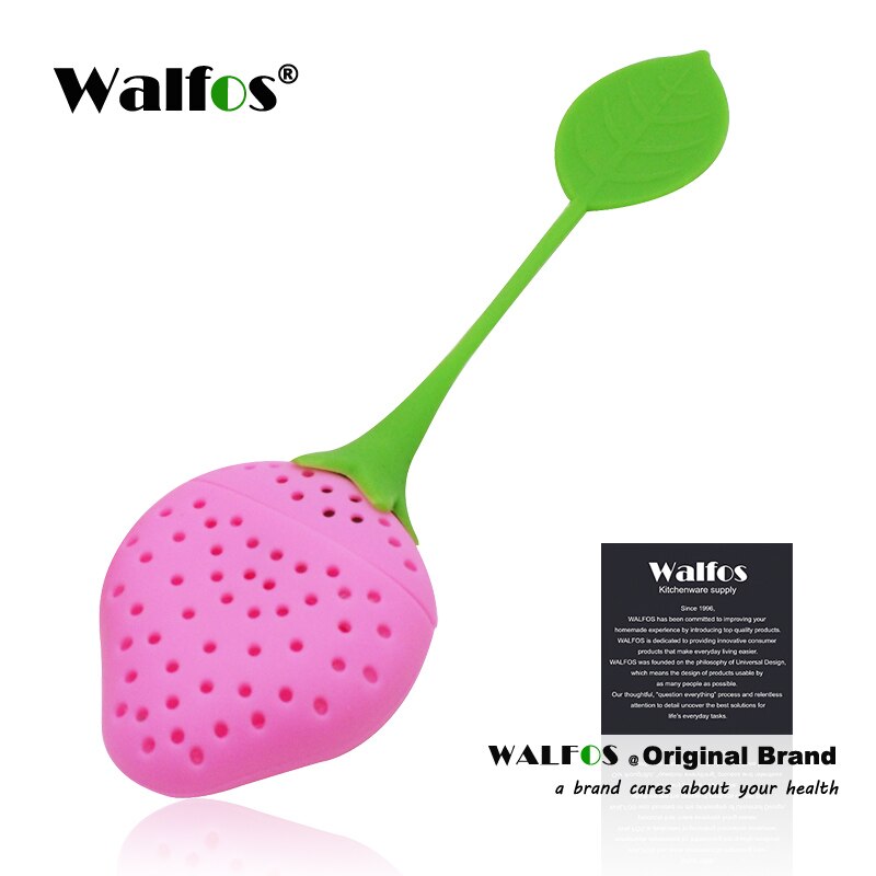 Walfos kiselgel jordgubbs te sil påse te sil påse bollpinnar lösa örtkryddor silikon te infuser filterverktyg: Walfos rosa