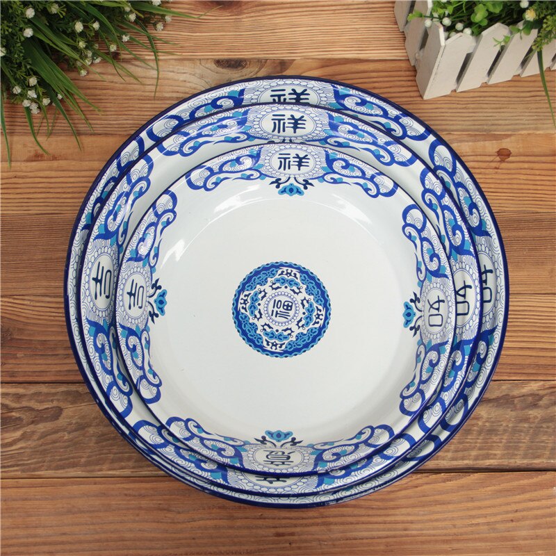 Emaille Fruit Lade. Emaille Thee Lade. Antieke Emaille Fruitschaal. Antieke Emaille Thee Plate.2/1 Tassen.