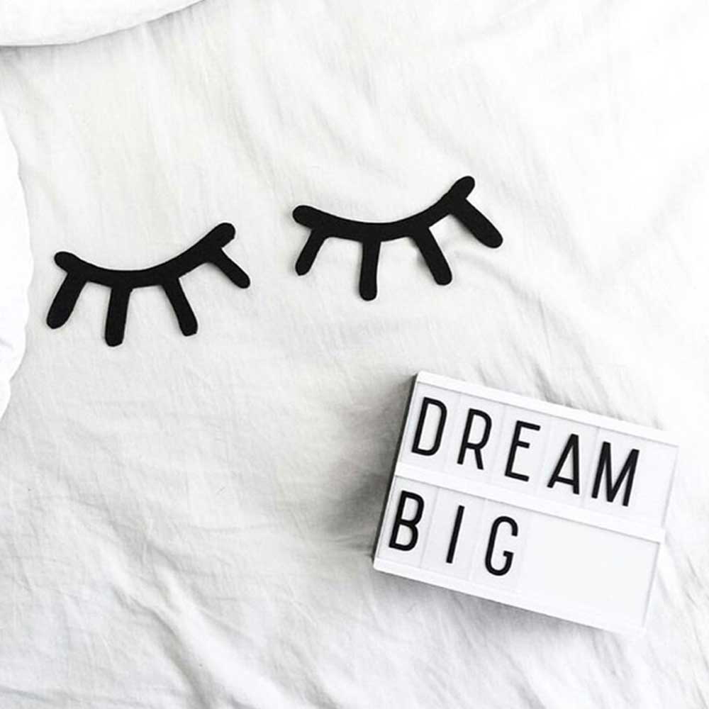 Baby Bed Bumper Ins Style Wooden Eyelashes Wall Sticker Baby Room Decor Photography Props Cartoon 5 Colors