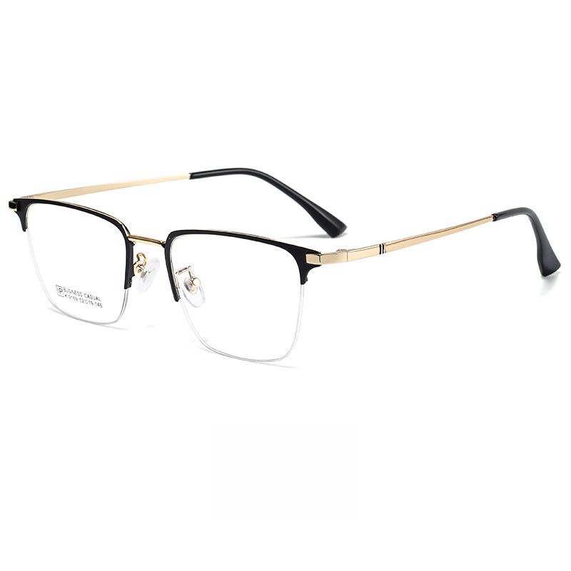 YIMARUILI, gafas ultraligeras de negocios simples de aleación de , gafas graduadas ópticas cuadradas Retro, gafas de media montura para hombres: Rojo