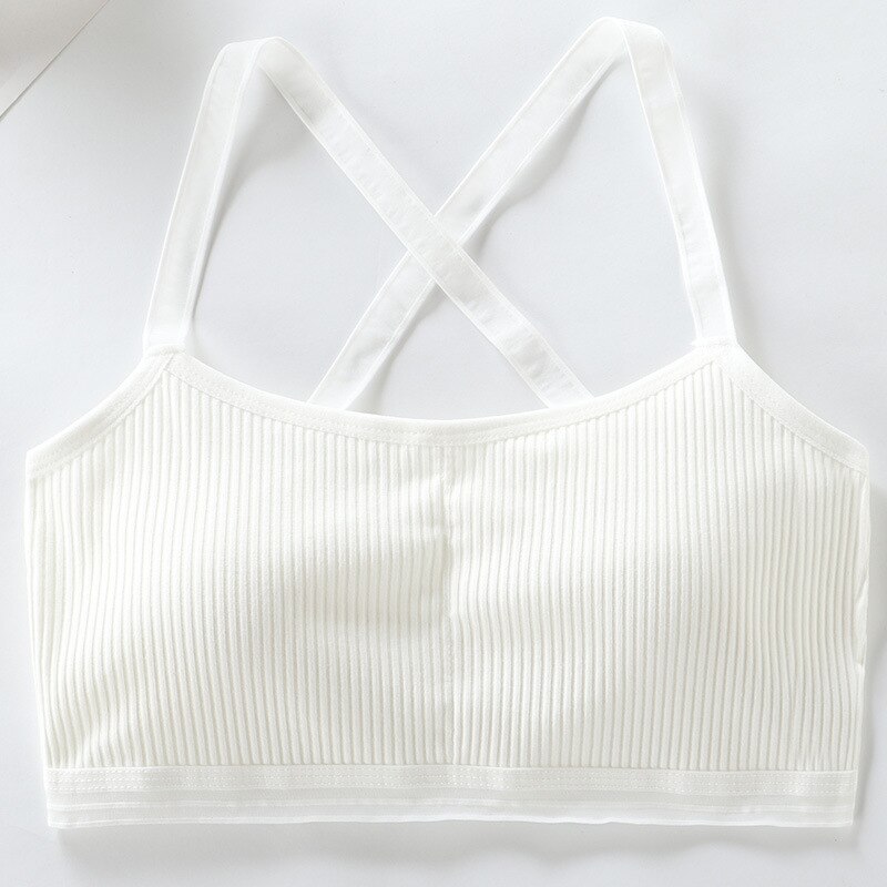5 stk børn brystpleje ensfarvet pige bh teenage unge undertøj børn piger crop aftagelig vest pubertet tube top