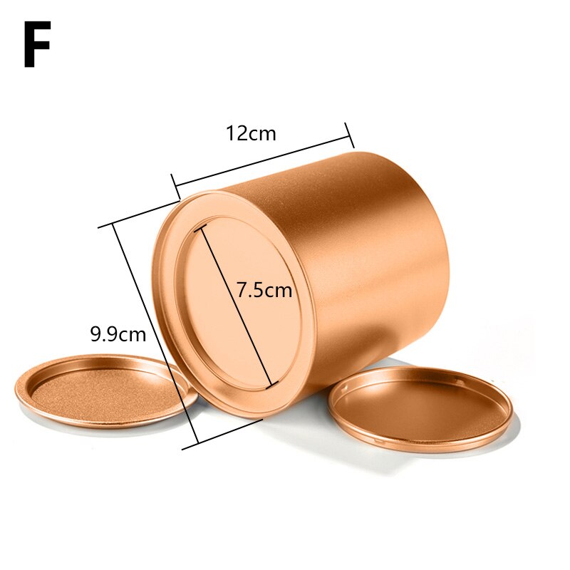 Empty Cylinder Tin Box Metal Tin Jars Iron Tea Box Candy Storage Boxes Bins Biscuit Container Candy Chocolate Organizer: F