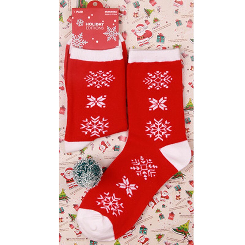vrouwen Winter Sokken Kerst Cartoon Print Lange sokken Kerstcadeau Warme Zachte Kerstman Elanden sok: 6