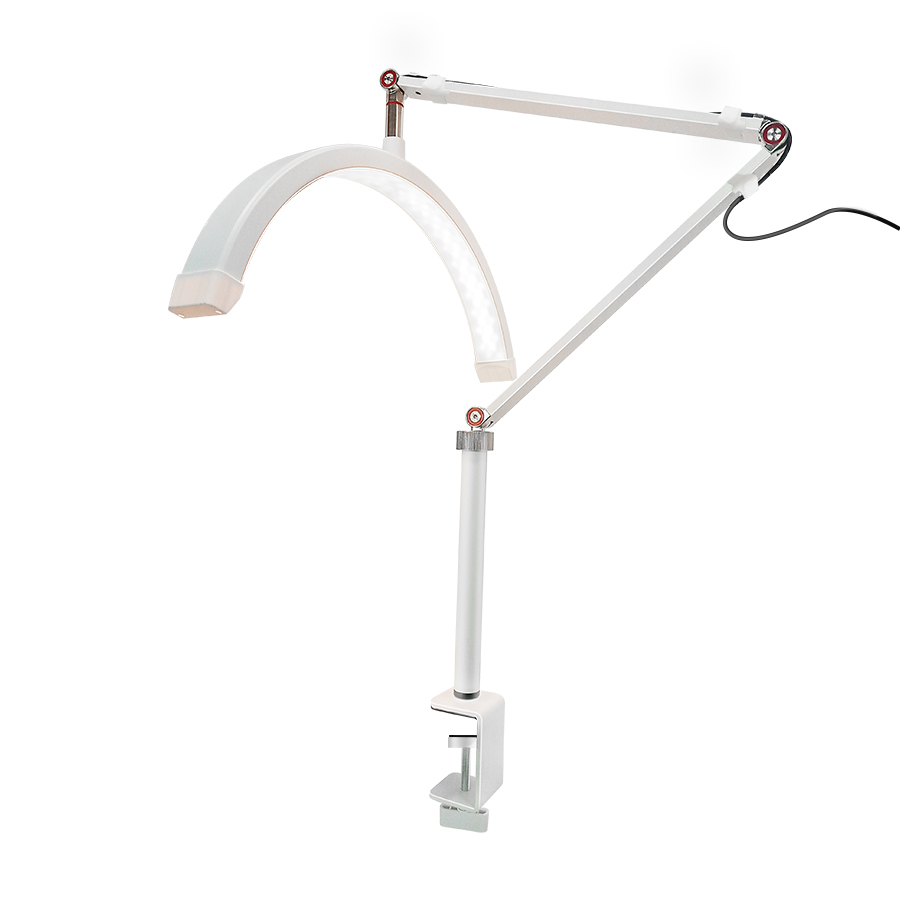 16 " halv led-månelampa bågformad led-bordslampa med fastspänning för nagelbelysning för skönhetssalong, fransar, ögonbryn, naglar: Vit / Oss