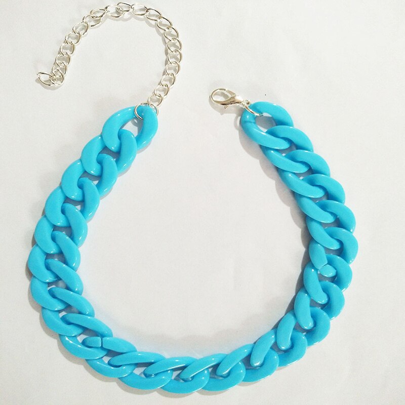 Neue Acryl Einstellbare Kette Halskette für Frauen/Männer Böhmischen Halsband dick Halskette Colar Schmuck: Blau