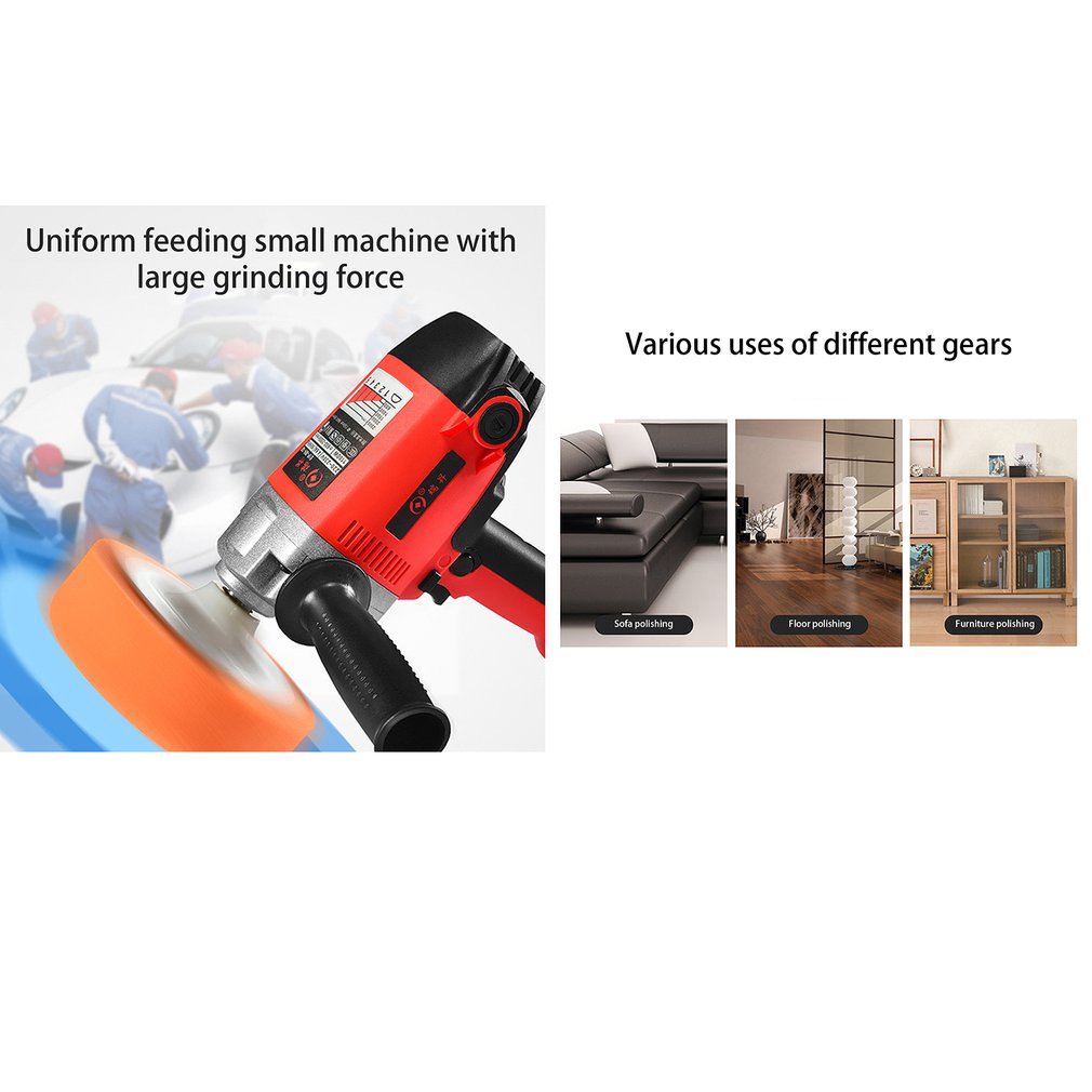 1100W 220V Electric Car Polisher Machine Auto Polishing Machine Adjustable Speed Sanding Waxing Tools Car Set Power Tool EU Plug