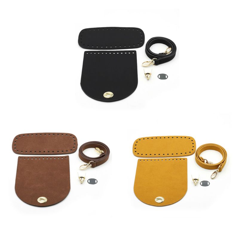 3Pcs/Set Artificial Leather Shoulder Bag Bottom Strap Replacement for DIY Knitting Crochet Handbag Sewing Accessories