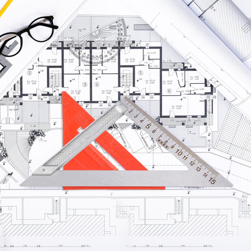 90 Right Angle Stainless Steel Triangle Ruler Woodworking Drawing Tools Woodworking Triangle Square Protractor Measuring Tool