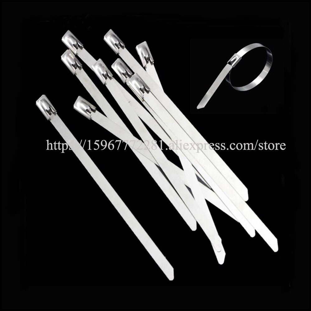 100 st buntband 304 självlåsande rostfritt stål buntband 4.6*600mm kabel metallinsats buntband plast sjötransport