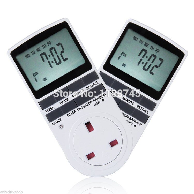 Plug-in digital timer switch med stor lcd display , 7 dagars programmerbar uk plug