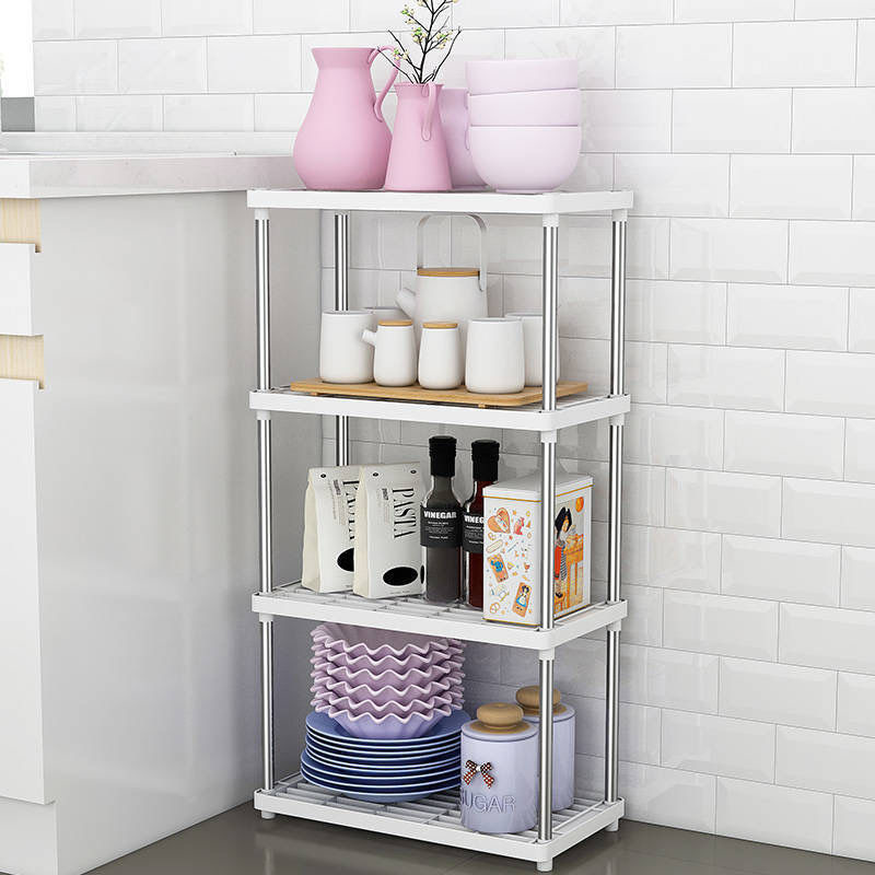 Kitchen Plastic Rack Multifunctional Home Storage Organization Cabinet Bathroom Rack Simple Assembly Floor Multi-layer Rack