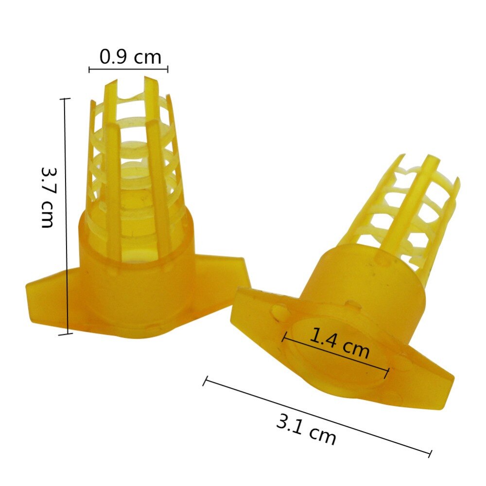 300Pcs Beekeeping Tools Cell Protector Cages Yellow Plastic Bee Queen Cage Protective Cover Beekeeping Equipment