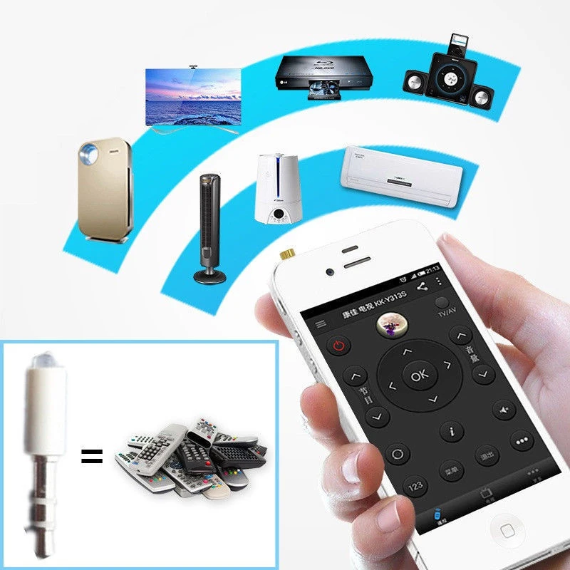 Télécommande universelle pour Smartphone, transmetteur infrarouge 3.5mm, contrôle par application, Mini adaptateur sans fil pour climatiseur TV