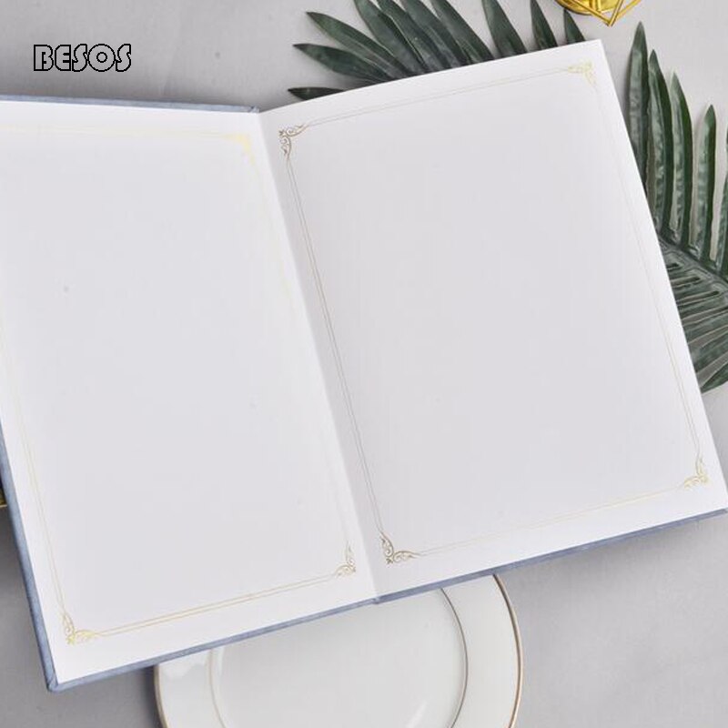 Signo de estilo europeo de terciopelo en este libro de firma de boda y Simple 22 páginas libre para firmar B0029M