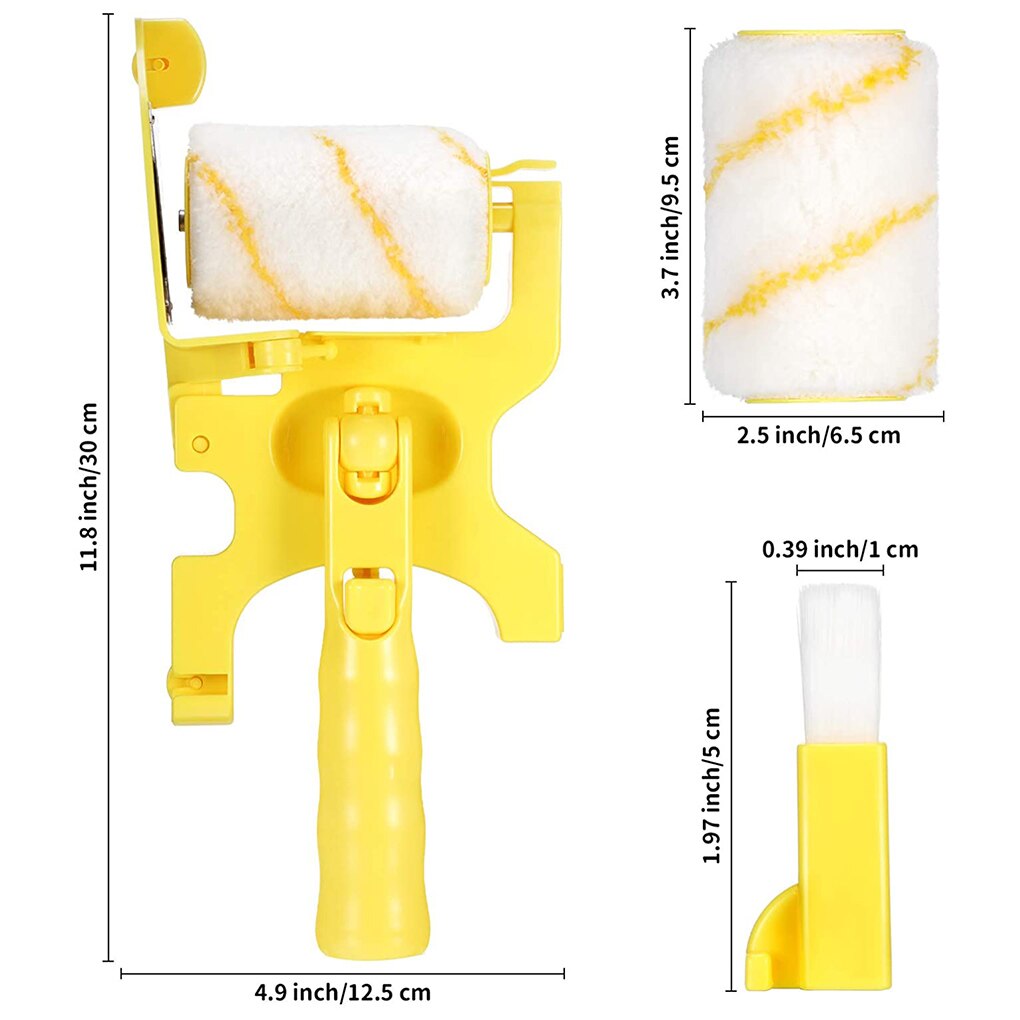 Clean-Cut Paint Roller Brush Multifunctional Roller Paint Brush Clean-Cut Paint Edger Wall Painting Roller Brush Set: Default Title