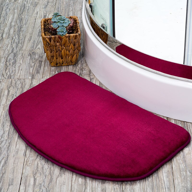 Halfronde badmat tapijten voor toilet badmat antislip tapijt deurmat vloerkleed badmat waterabsorptie wc tapijten: Wijnrood