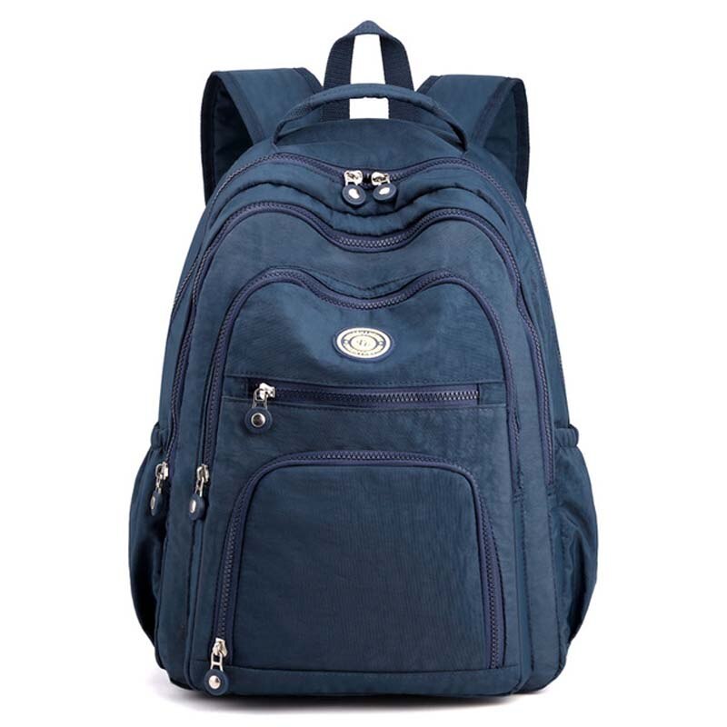 Nylon Rugzak Vrouwelijke Vrouwen Grote Capaciteit Multi-Level Bag Campus Student School Waterdichte Tas Mochila Voor Meisjes sac: Deep blue