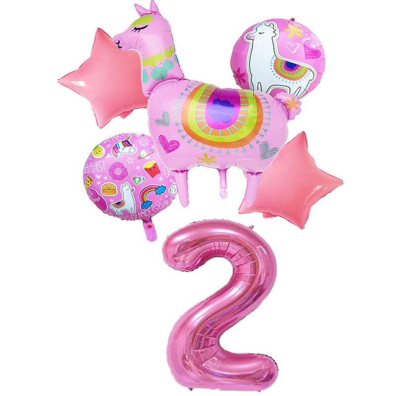 Cartoon Animal Alpaca Aluminium Foil Balloon Set cartoon animal llama balloons decoration Birthday Wedding favors balloons: Plum