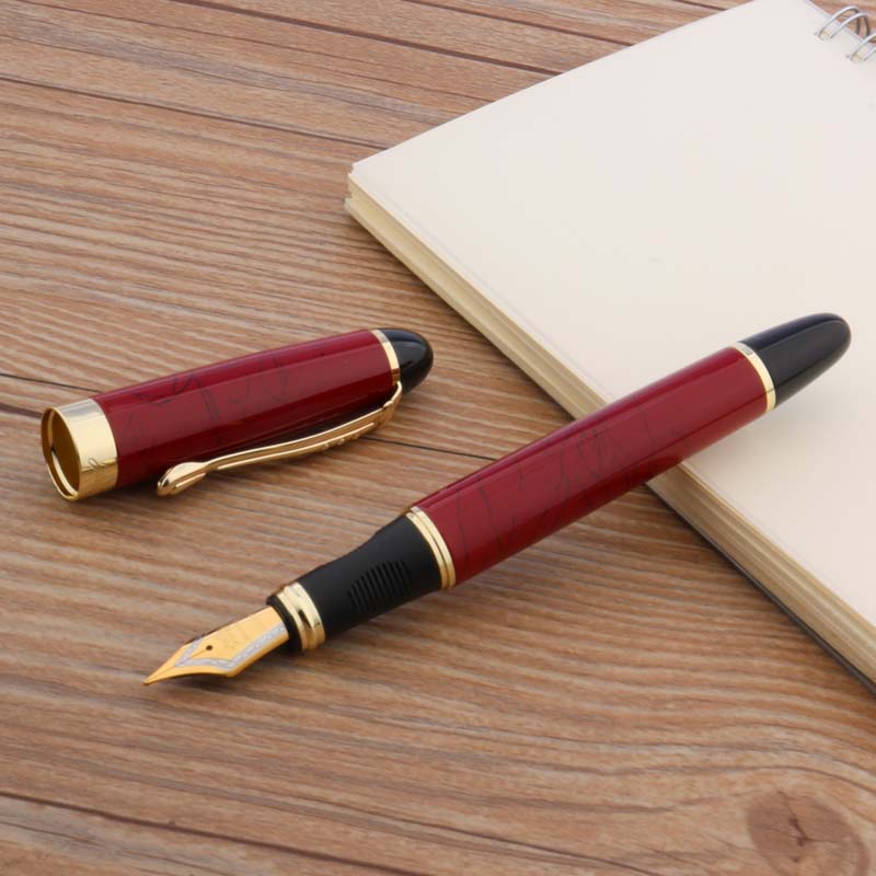 Jinhao X450 Metalen Vulpen Blauw Groen Gouden Inkt Pen Kantoor Schoolbenodigdheden Schrijven: Black line red