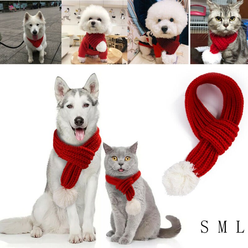 Animal de compagnie chien chat cou écharpe doux noël tricot écharpe pour grands chiens moyens hiver plus collier de chien accessoires pour animaux de compagnie
