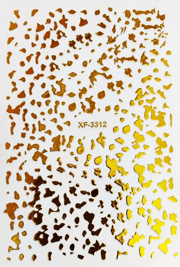 Or noir 3D ongle feuille autocollant manucure 12 couleur bricolage ongle feuille autocollant décalcomanies feuille pour ongles décoration dos colle: XF3312 gold