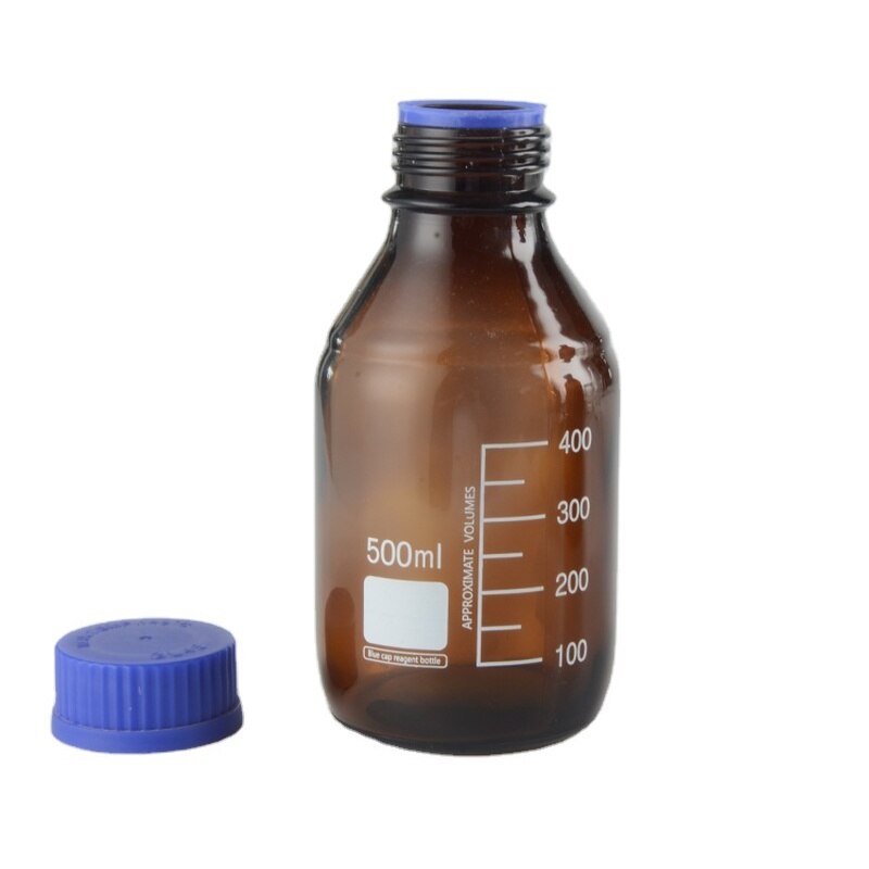 Laboratory High 50ml 100ml 250ml 500ml 1000ml Glass Reagent Bottle Brown Screw Glass Reagent Bottle