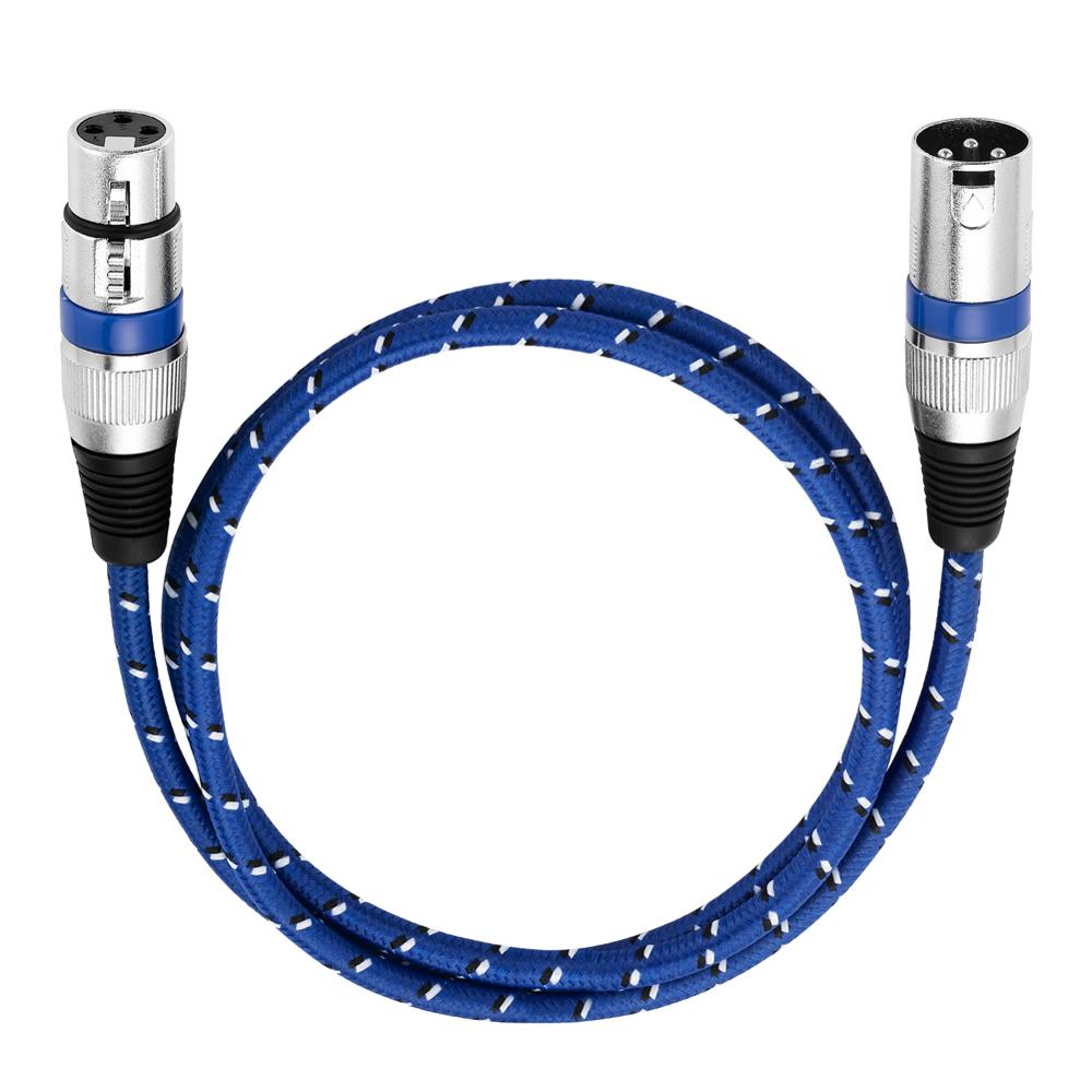Bochara nylon flettet xlr-kabel hann til hunn m /f 3 pinner jack skjøtekabel til mikrofonmikser 1m 1.8m 3m 5m 10m 15m 20m