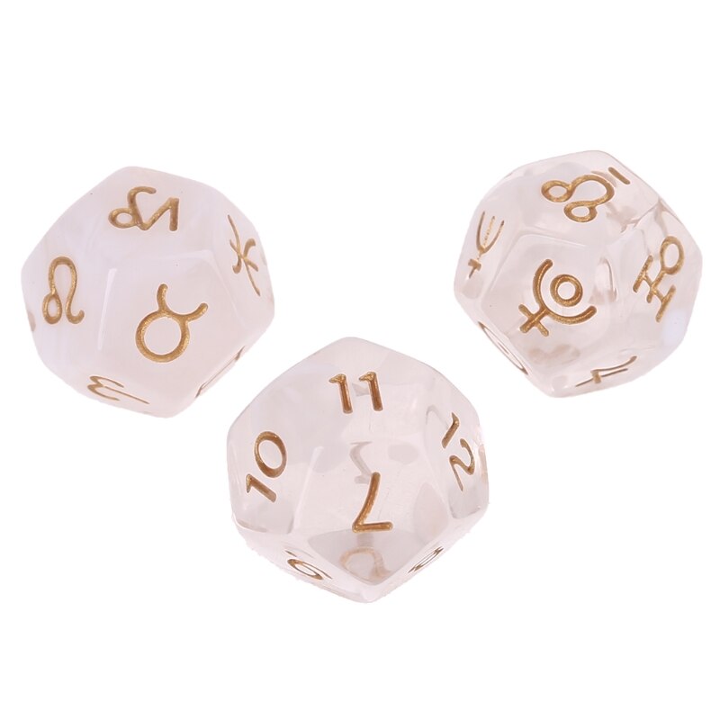 3 Stks/set 12 Dubbelzijdige Twee-Kleur Gebleekte Astrologische Dices Tafel Board Rol Playing Game Voor Waarzeggerij Props E56D