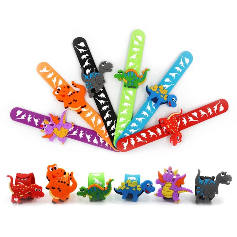 1Pcs Dinosaurus Rubber Slap Armband Kid Kinderen Polsbandje Flexibele Wrap Slap Enfant Bangle Kerst Jaar Cadeau