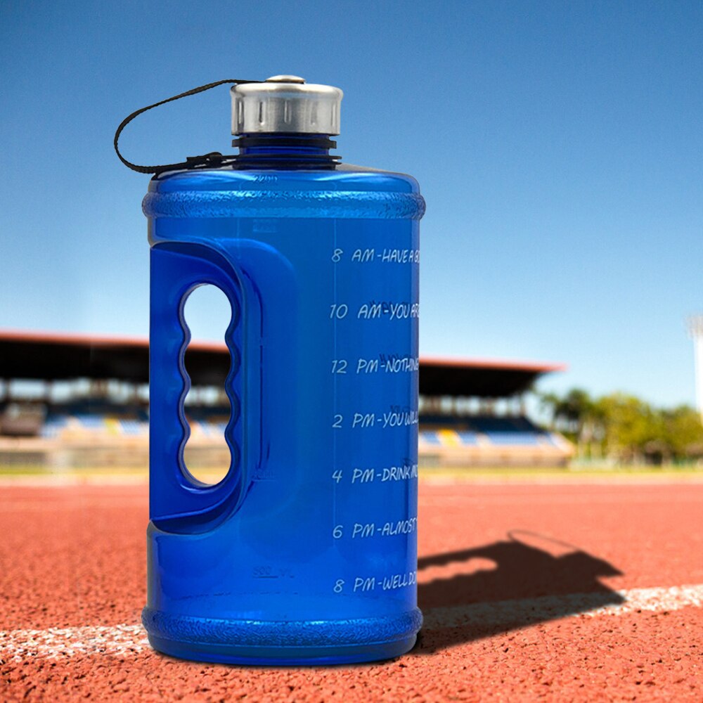 2.2l motivation vandflaske med tidsmarkør udendørs camping vandflaske vandreture backpacking fitness træning sportsflaske: Blå
