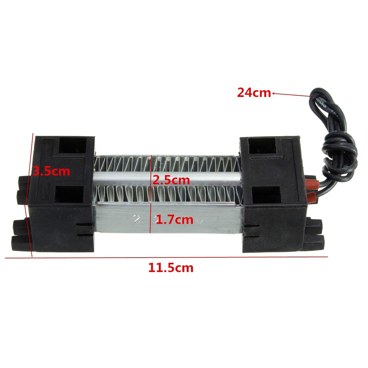 Calentador de aire eléctrico de 220V y 100W, elemento calefactor termostático de cerámica con aislamiento de superficie, PTC, 11,5x3,5 cm, CA/CC