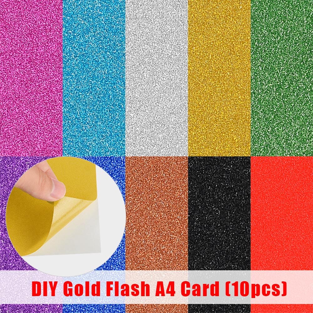 10 st/set  a4 ljusa barn präglade papper självhäftande pulver glitterark tjocka dekorationsmanual gör-det-själv dagispyssel