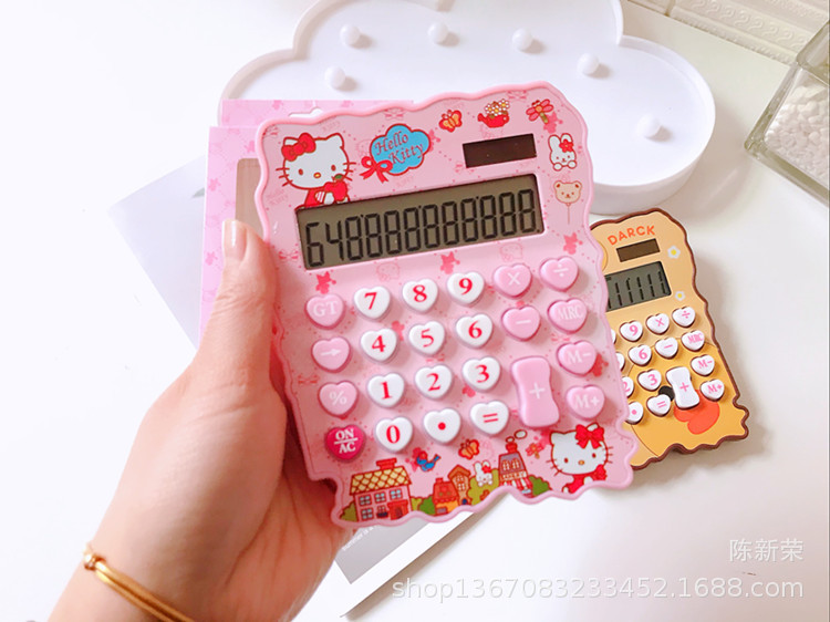 12 Digits Solar Cute Kitty Calculator Solar Clear Calculator With Pen And Notebook Calculated Calculadoras Learn Blessings
