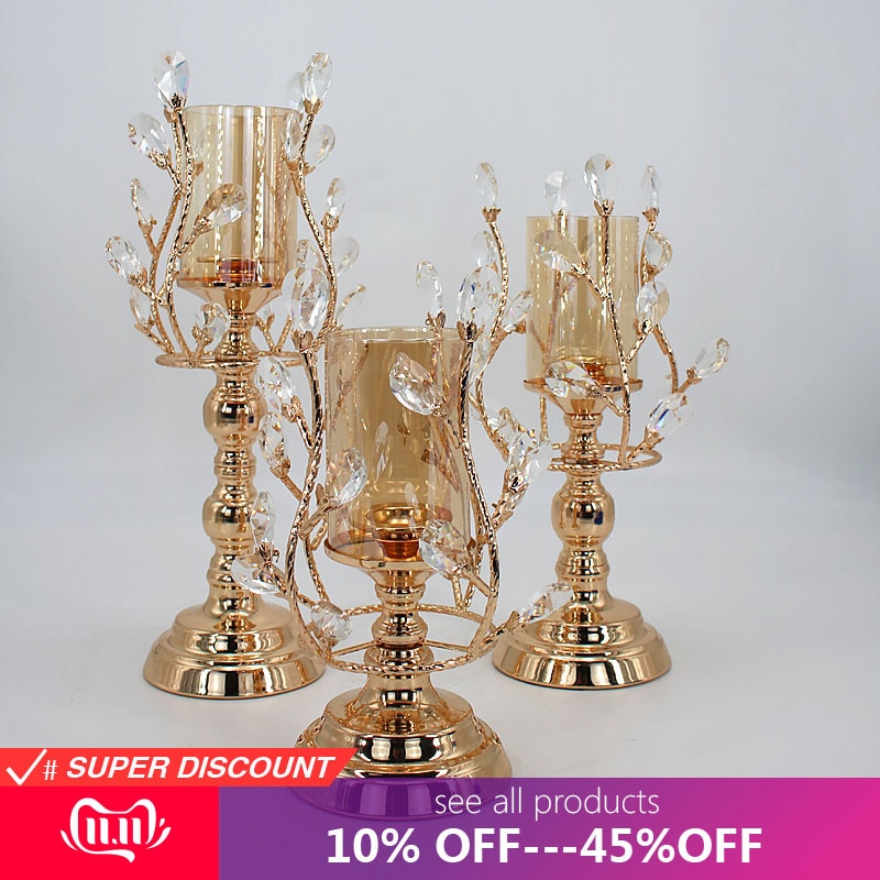 Scandinavische metalen kristallen kandelaar, bloemstuk, kaarsenhouder, bruiloftsdecoratieve ornamenten
