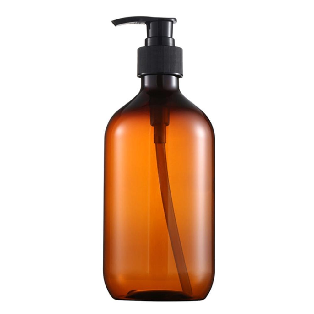 500ml kjæledyr påfyllbar tom flaske trykk pumpe sjampo lotion såpe makeup væske dispenser plastbeholder skjønnhetsprodukt  x7yb: Brun