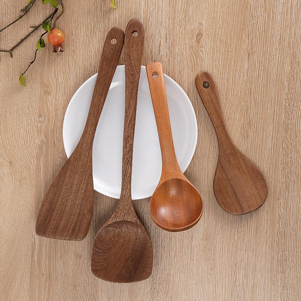 Utensilios de cocina, espátula de ébano, cuchara, sartén antiadherente, pala especial para freír, espátula de madera resistente a altas temperaturas