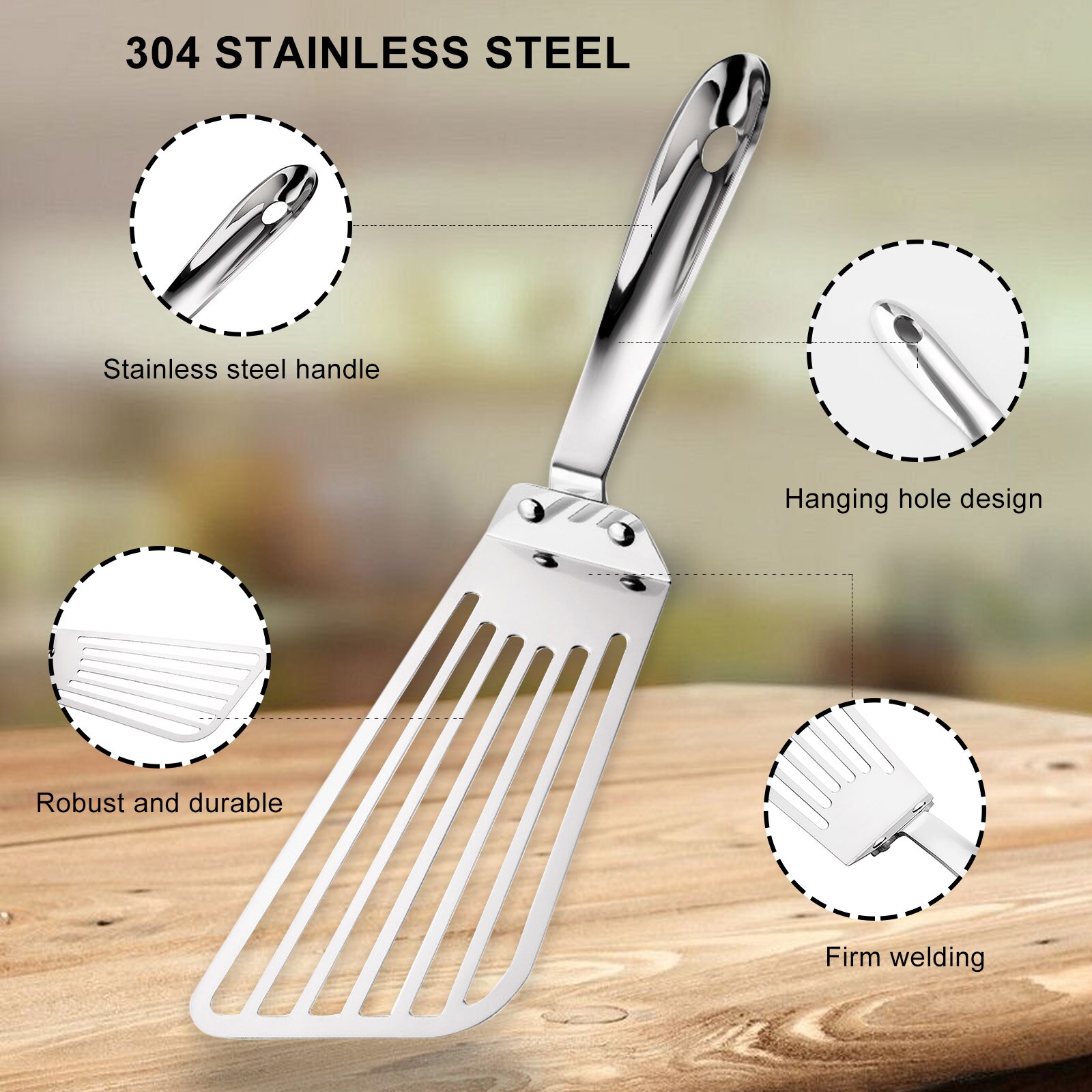 Vis Spatel-Rvs Ingelaste Turner Voor Vis/Ei/Vlees/Knoedel Draaien, Flipping, frituren En Grillen, Hittebestendige