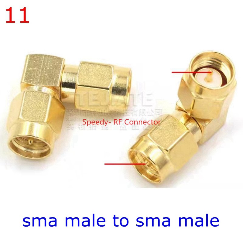 2 pçs/lote sma para sma macho fêmea conector reto 90 graus ângulo direito tipo t 3way divisor rpsma para RP-SMA adaptador macho rf: Branco