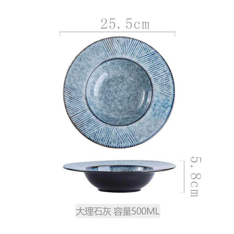 25.5 cm criativo chapéu de palha placa cerâmica redonda profunda placa de sopa japonês hotel jantar placa de jantar placa de macarrão em casa: A